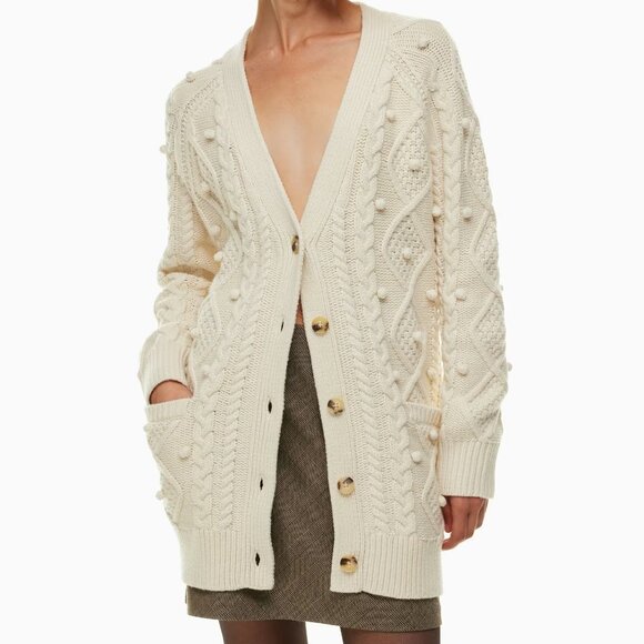 Aritzia Sweaters - Aritzia Wilfred Alps Cardigan Cable Knit Pom Sweater Small